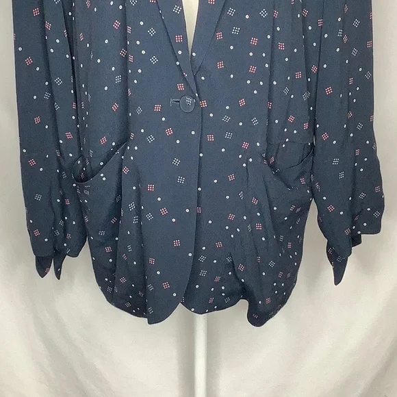 & Other Stories Navy Geometric Print Lightweight Viscose Blazer Size 8 - Picture 2 of 16
